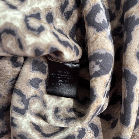 Nili Lotan Silk Leopard Knee-Length Long Sleeve Popover Jane Dress - XS - Picture 6 of 7